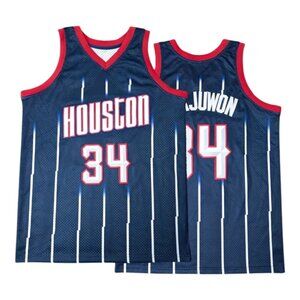 Houston Rockets Hakeem Olajuwon Basketball Jersey Navy Blue Stitched